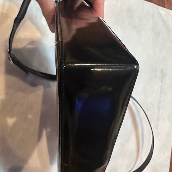 Bally Black Patent Leather Envelope 2-Way Shoulder & Clutch • Art Deco •Vintage - Picture 9 of 14